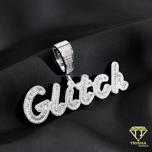 Colgante con Letra GLITCH de Diamante Cultivado en Laboratorio VVS de Diseño, con Construcción en Plata de Ley 925 y Cadena Tipo Tenis, de Primera Calidad - Product Image 5