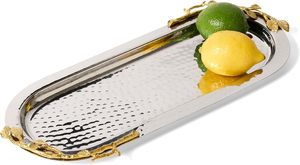 ถาดเสิร์ฟ ถาดโลหะ ถาดสแตนเลส ถาดลายตอก ถาดตกแต่ง ถาดเสิร์ฟหรูหรา ถาดรูปไข่ ถาดเสิร์ฟ - Product Image 2