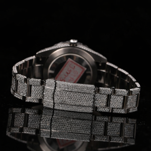 Reloj de Hombre con Esfera Cuadrada, Movimiento de Cuarzo, Completamente Cubierto de Diamantes VVS Moissanite, Acero Inoxidable, Estilo Ejecutivo, Personalizable, 41 mm - Product Image 5