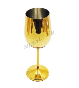 Wholesale High <b>End</b> Shiny Gold Stainless Steel Wine Glasses Cocktail Nights Elegant Receptions Formal Dining from India Export - Product Image 1