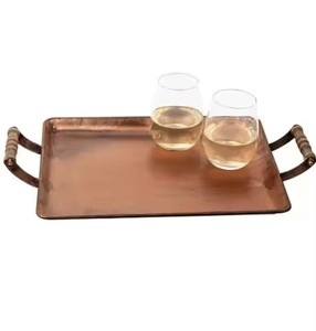 Exclusive <b>Copper</b> Serving Tray Dining Platter for Serving Snacks Tea Coffee Drinks in Kitchen <b>Table</b> and Catering Use - Product Image 5