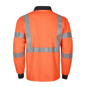 Chemises haute visibilité personnalisées, orange, manches longues, polo réfléchissant, vêtements de travail résistants au feu, polos de sécurité pour la construction - Product Image 5