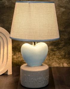 Modern heart shape Resin Table Lamp with Beige Linen Drum Shade Warm White Light for Bedroom <b>Decorative</b> <b>Lighting</b> - Product Image 2