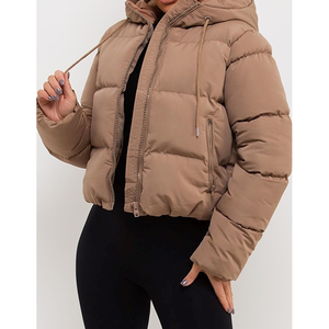 Chaqueta Acolchada con Capucha para Hombre, Abrigo de Invierno Estándar, Cálido, 400 GSM, Cierre Frontal con Cremallera, Bordado, Beige, Corte Ajustado, Estilo Urbano - Product Image 3