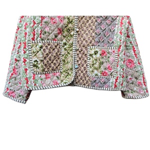 Chaqueta Acolchada Estilo Burfi de Algodón Vintage Hecha a Mano en India, Diseño de Rayas Bordadas, Impermeable, Reversible, Ecológica, para Mujer - Product Image 5