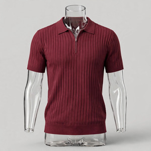 Men's <b>Black</b> Solid Twill Knitted Short Sleeve <b>Button</b> <b>up</b> Collar Casual T-<b>Shirt</b> Breathable Polyester Cotton Summer Wear - Product Image 3