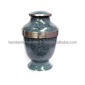 Urnas de cremación para adultos de latón de alta calidad con Peltre y urnas funerarias de Metal con acabado de mármol azul cielo para cenizas humanas - Product Image 3