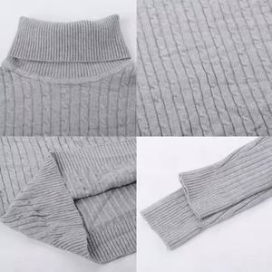 Pull à col roulé blanc en tricot torsadé pour femme, manches longues, décontracté, hiver - Product Image 5