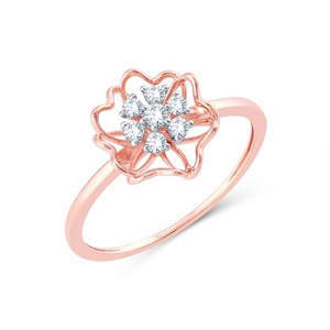 Bague de fiançailles Dazzling Bloom en or premium sertie de diamants, motif floral, pour femme, taille ronde 0,18 ct, vente en gros - Product Image 1
