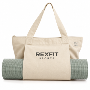 Sac fourre-tout en toile personnalisé pour tapis de yoga, avec doubles poignées d'épaule et compartiment principal spacieux pour le sport, le Pilates et le rangement en voyage - Product Image 3
