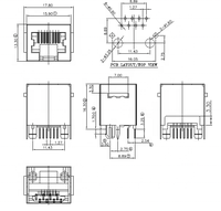 Connecteur Ethernet RJ45 LITE 1x1 à Port Unique Cat5e 8p8c Vertical 180° Blindé pour Montage en Trou/Sur Surface Fabriqué en Chine