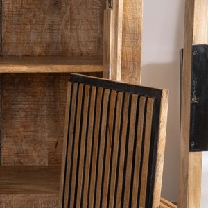 Vandana Autumn Layer Mango wood <b>sideboard</b> with metal legs Manoha design, reversible grooved doors - Product Image 4