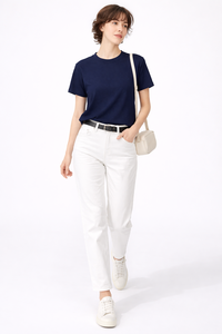 Camiseta de Manga Corta para Mujer, Cuello Redondo, Transpirable, Jersey Sólido, Impresión Serigráfica, Alta Calidad de Algodón, Ecológica - Product Image 5