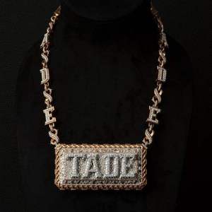 Nouvelle Collection : Collier Pendentif Logo Iced VVS Moissanite, Breloque Diamant Taille Baguette, Bijoux Hip-Hop en Argent Sterling Certifié - Product Image 1