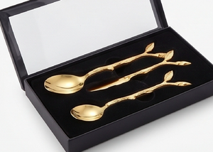 Juego de Cubiertos de Acero Inoxidable Chapado en Oro con Diseño de Rama, Apto para Lavavajillas, Cubertería para Boda, Cuchara, Cuchillo, Tenedor, 5 Piezas - Product Image 6