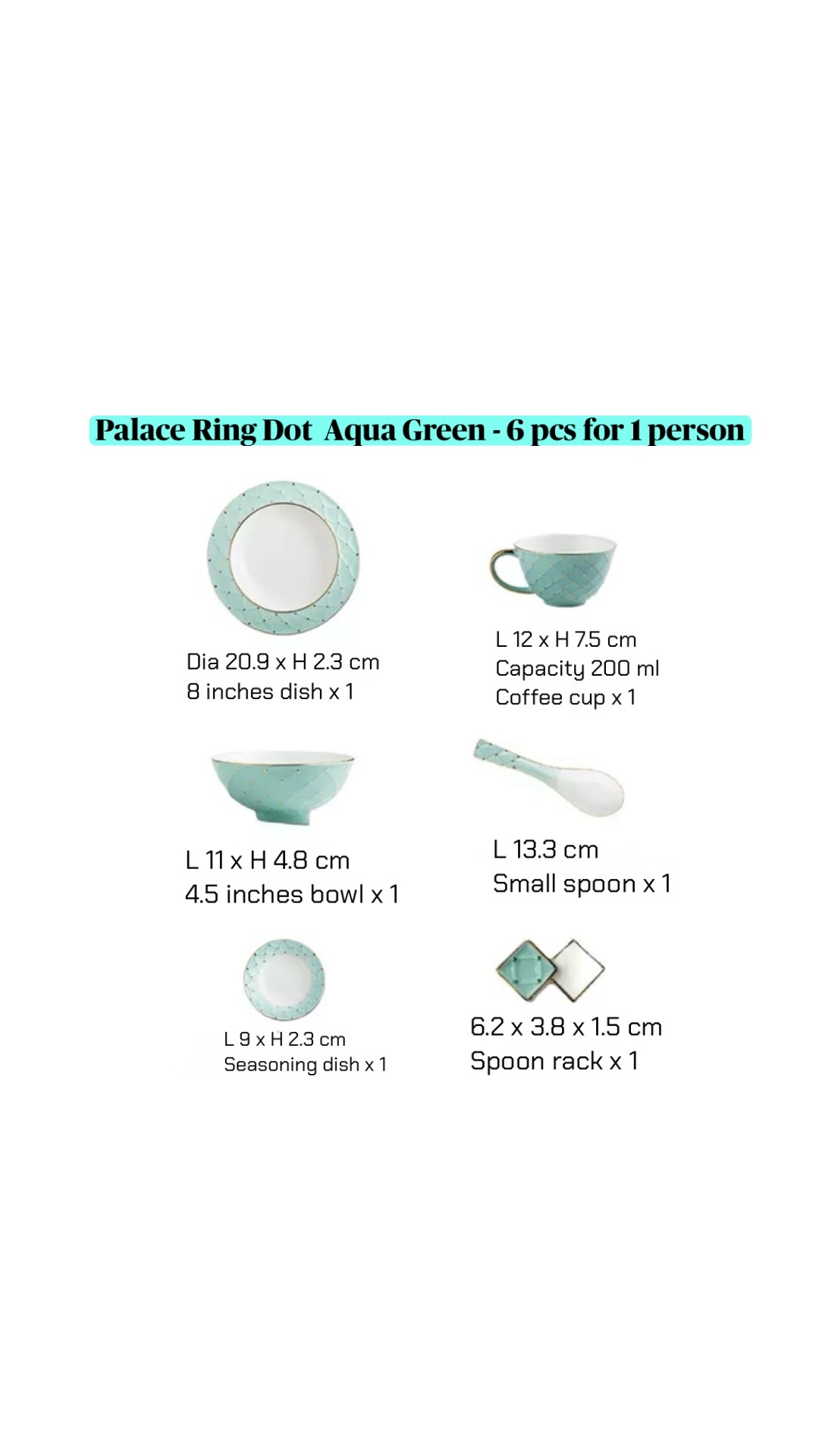 Vert aqua (6 pièces)