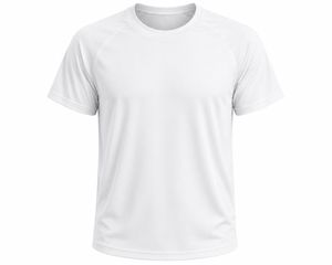 T-shirt blanc à manches courtes pour homme, col rond, jersey polyester/coton, écologique, respirant, séchage rapide, coupe classique, motif décontracté - Product Image 1