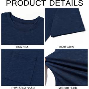 2025 hommes à manches courtes col rond décontracté été basique T-Shirt léger 280gsm t-shirt hauts avec poche - Product Image 5
