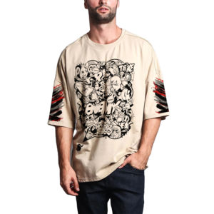 Camiseta Gráfica Personalizada de Gran Tamaño para Hombre, Estilo Urbano, de Algodón, Manga Corta, con Estampado Delantero y Trasero, Personalizada, OEM, al por Mayor - Product Image 3