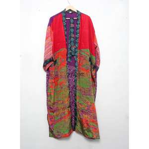 Kimono de Seda Largo para Mujer, Estilo Sari, Hecho a Mano, Vintage, con Parches, Transpirable, de Secado Rápido, Talla Única, Ropa de Dormir para Damas de Honor - Product Image 2