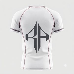 Camiseta Deportiva Blanca de Manga Corta para Hombre, con Logotipo Negro Estampado, de Secado Rápido, Transpirable, Material de Spandex/Poliéster - Product Image 3
