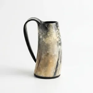 Jarra de cuerno con forma natural, pulida, decoración rústica para el hogar, artesanía duradera, estilo vikingo medieval auténtico, hecha a mano con cuerno natural. - Product Image 6