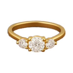 Luxe or jaune coupe ronde Moissanite 1ct & 0.38ct pour ensemble de broches certifié bague de fiançailles de mariage pour les femmes - Product Image 1