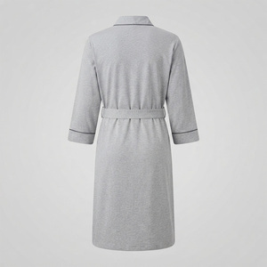 Bata de hombre de marca, gris, de forro polar, tejida, de poliéster/algodón, ecológica, transpirable, de manga larga, con cinturón, bolsillos, suave, informal, para otoño. - Product Image 3