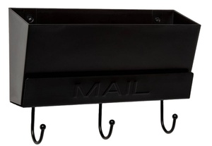 Chất Lượng Cao Hiện Đại Sắt Rèn Treo Tường Thư Sorter Organizer 3 Móc Chìa Khóa Cho Phòng Khách Nhà Bếp Nhà Để Xe Phòng Tắm (Màu Đen) - Product Image 2