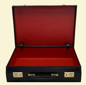 Sac de rangement pour bijoux en cuir noir de luxe, forme rectangulaire classique multifonction avec poignée, design à charnière, organisateur à une couche - Product Image 2