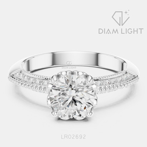 Bague de fiançailles en or blanc 14 carats avec diamant de laboratoire de 1,009 carats, coupe ronde, bague de mariée, certifiée IGI, bijoux fins, cadeau pour femme - Product Image 1