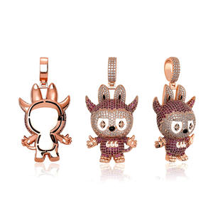 Colgante de Diamante Moissanita con Diseño de Conejo de Dibujos Animados, Chapado en Oro Sólido, Joyería Hiphop, Bonito y Único, Unisex, para Uso Diario - Product Image 3