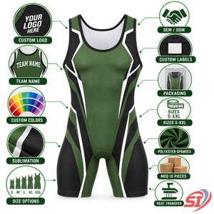 ชุดมวยปล้ำผู้ชายแบบขายส่ง Moss Titan Form พร้อมโลโก้สั่งทำ ชุดรัดกล้ามเนื้อสำหรับทีม ชุดยกน้ำหนัก ผู้ผลิต OEM - Product Image 5
