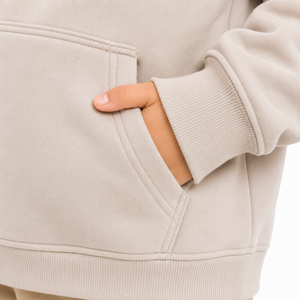 Ensemble de survêtement pour garçons avec sweat à capuche zippé et pantalon cargo beige uni, vêtements de sport décontractés pour enfants - Product Image 3