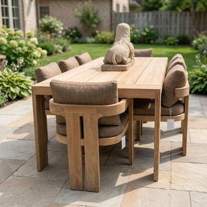 Conjunto de Muebles de Jardín con Mesa y Sillas Ecológicas de Madera o Aluminio, 4/6/8 Plazas, Cojines Personalizados + Colores + Tela - Product Image 3