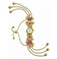 Montre-bracelet de luxe pour femme, plaquée or 18 carats, avec perles d'imitation, étanche et ornée de cristaux, vente en gros
