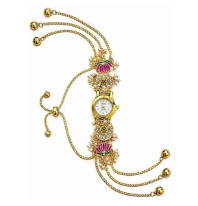Wholesale Women's Luxury <b>18K</b> <b>Gold</b> Plated Imitation Pearl Waterproof Crystal Tassel Bracelet <b>Watch</b> - Product Image 1