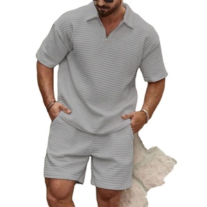 El más nuevo conjunto de hombre Trend Fashion manga corta Fitness T-shirt + Sports shorts Traje de hombre Dos piezas Color sólido chándal para correr - Product Image 6