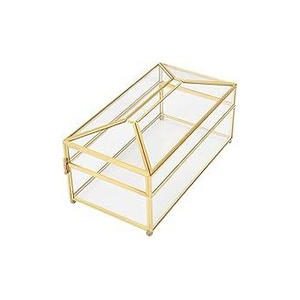 Boîte à bijoux en verre avec cadre en laiton sur mesure en gros - Product Image 4