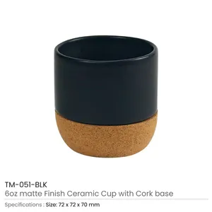 แก้วเซรามิกเคลือบด้าน 6 ออนซ์ พร้อมฐานไม้ก๊อก ผลิตภัณฑ์เซรามิก - Product Image 6