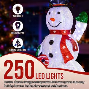 Decorazioni da Giardino Pupazzo di Neve Illuminato 1,74m con 210 LED Bianchi, Bastoncino di Zucchero in Metallo Pre-Illuminato per Esterni Natalizi - Product Image 4