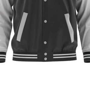 Veste universitaire unisexe personnalisée noire/grise 100 % laine à capuche imperméable, style streetwear, vente en gros OEM/ODM - Product Image 1