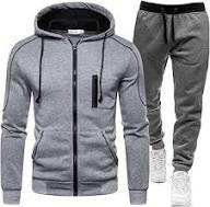 Men tracksuit with zipper <b>jacket</b> designed in basics cotton blended fabric offering comfort and style for gym <b>workout</b> and running - Product Image 2
