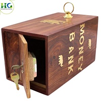 Tirelire en bois artisanale, coffre au trésor, boîte à monnaie avec serrure, tirelire vintage, boîte de rangement décorative, décoration d'intérieur, cadeau