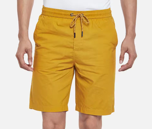Shorts Bermuda Homme Jaune Uni à Cordon de Serrage Séchage Rapide Style Décontracté Taille Mi-Haute en Tissu Polyester Tissé - Product Image 3