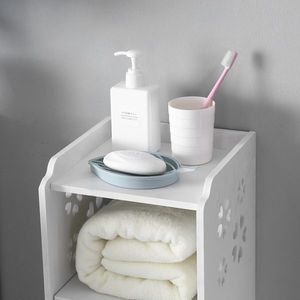 Scaffale da Bagno a 3 Ripiani Bianco 25x25x80cm con Cestino per Rifiuti - Product Image 6