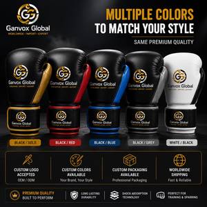Ganvox Global Boxing <b>Gloves</b> 8OZ-16OZ Black Gold PU Leather High-Density Foam Padding Comfortable Durable Adjustable Wrist Strap - Product Image 2