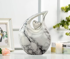 Urna Funeraria en Forma de Lágrima con Acabado de Mármol, Recuerdo Conmemorativo de Metal para Cenizas, Decoración en Forma de Corazón para Adultos, Bebés y Mascotas - Product Image 4
