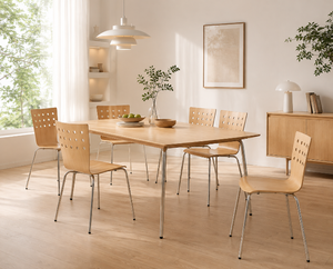 Modern Beech Wood <b>Dining</b> <b>Chair</b> with Chrome Legs <b>Stackable</b> Minimalist Design for Home Furniture - Product Image 3