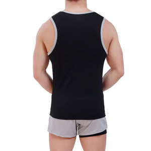 Unisex <b>Mens</b> Panel Design Tank Top Sleeveless Gym Fitness Wear Crew Neck Breathable Cotton Vest Custom OEM Workout <b>Singlet</b> - Product Image 3